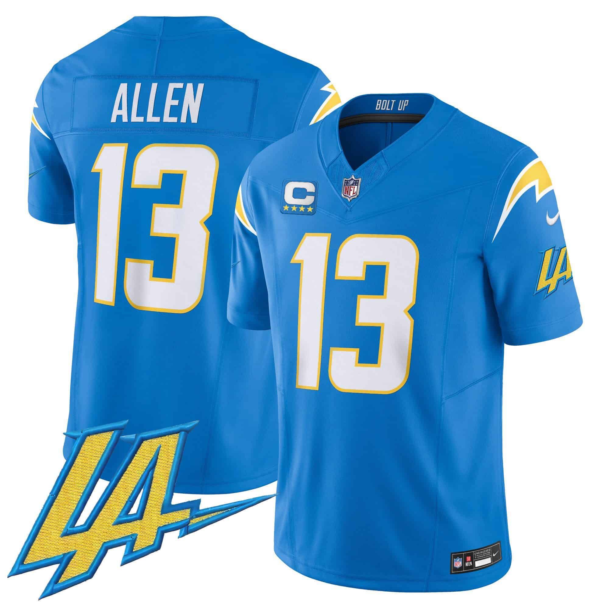Men Los Angeles Chargers 13 Allen Light Blue 2024 Nike Vapor Limited NFL Jersey style 1